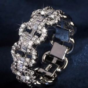 Sterling Silver linked engagement ring